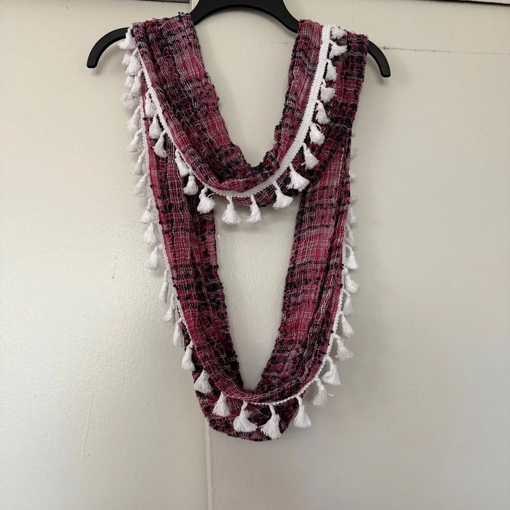 Stylish Red and White Women's Infinity Scarf